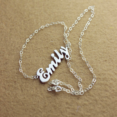 Cursive Script Name Necklace 18ct Solid White Gold - Handcrafted & Custom-Made