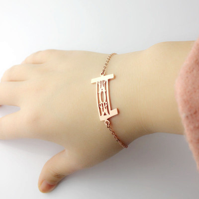 Personal Rose Gold Plated 925 Silver 3 Initials Monogram Bracelet/Anklet - Handcrafted & Custom-Made