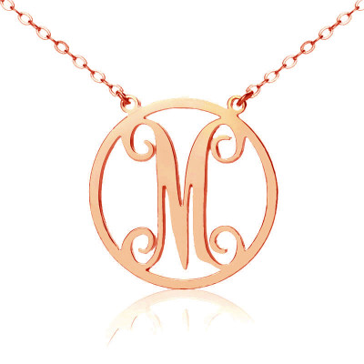 Solid Rose Gold 18ct Single Initial Circle Monogram Necklace - Handcrafted & Custom-Made