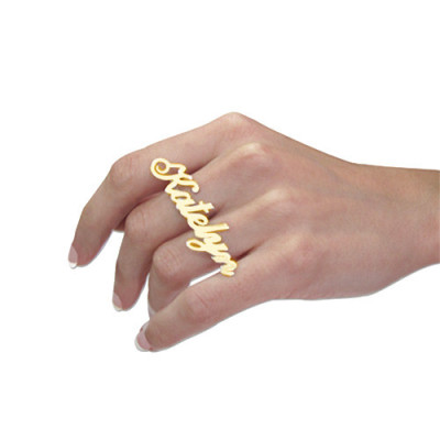 Two Finger Name Ring in Solid 18ct Gold - Handcrafted & Custom-Made