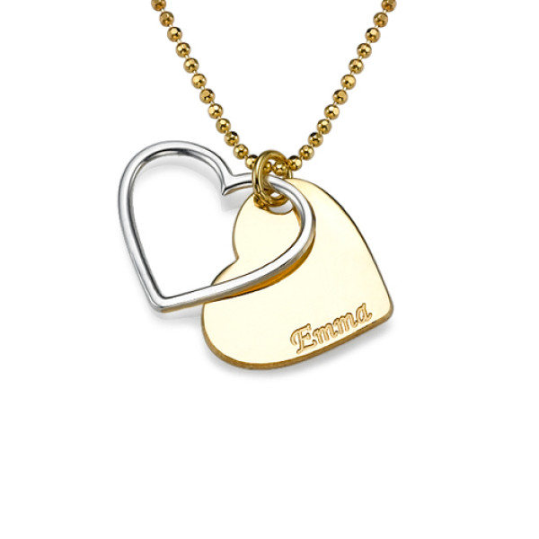 Personalised Two Tone Heart Necklace for Couples - Handcrafted & Custom-Made
