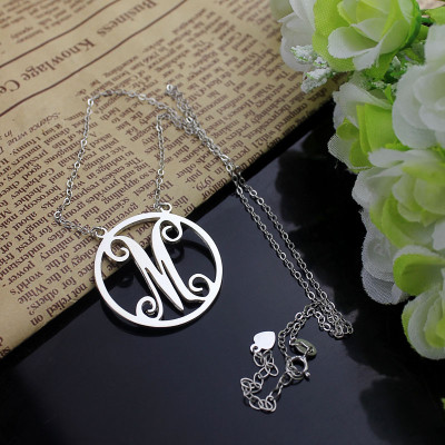Sterling Silver Small Single Circle Monogram Letter Necklace - Handcrafted & Custom-Made