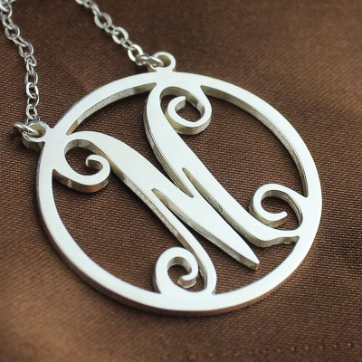 Sterling Silver Small Single Circle Monogram Letter Necklace - Handcrafted & Custom-Made
