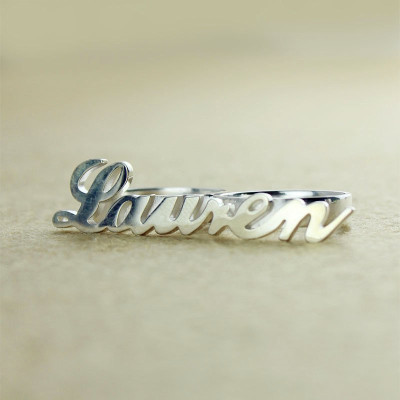 Personalised Allegro Two Finger Name Ring Sterling Silver - Handcrafted & Custom-Made