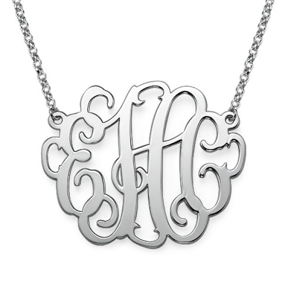 2 Inch Silver Large Monogrammed Necklace - Handcrafted & Custom-Made