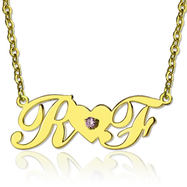 18ct Gold Plated Two Initials Necklace - Handcrafted & Custom-Made