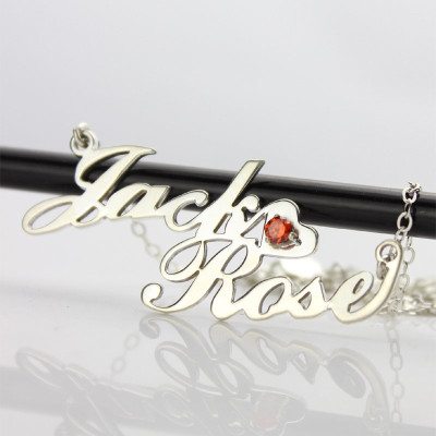 Personalised Nameplate Necklace Double Name Sterling Silver - Handcrafted & Custom-Made