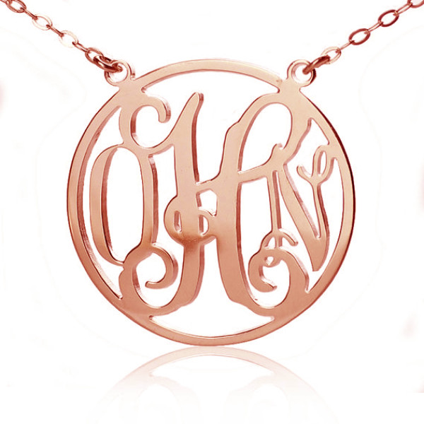 Circle 18ct Solid Rose Gold Initial Monogram Name Necklace - Handcrafted & Custom-Made