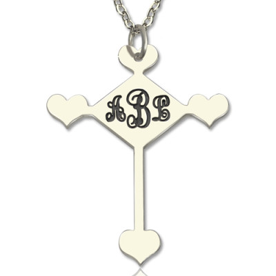 Sterling Silver Cross Monogram Necklace - Handcrafted & Custom-Made