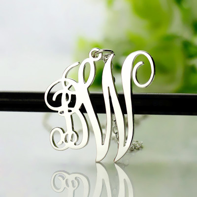 Personalised Vine Font 2 Initial Monogram Necklace 18ct Solid White Gold - Handcrafted & Custom-Made