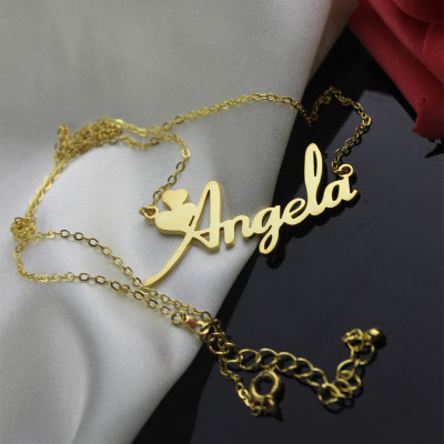 Personalised Solid Gold Fiolex Girls Fonts Heart Name Necklace - Handcrafted & Custom-Made
