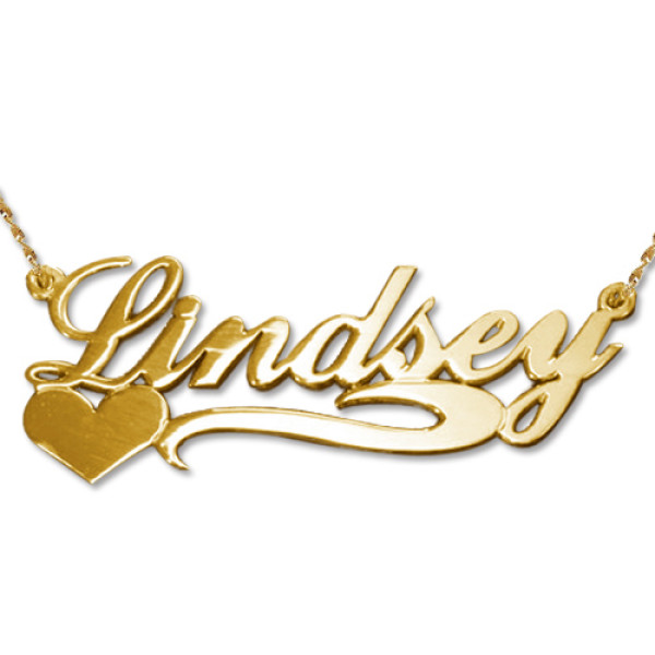 Side Heart 18ct Gold Name Necklace - Handcrafted & Custom-Made