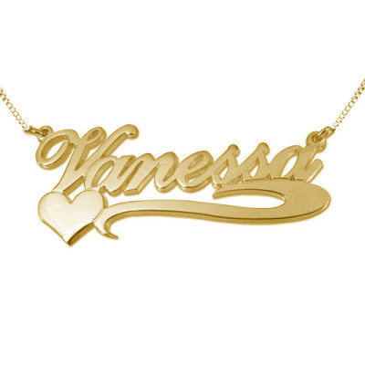 Side Heart 18ct Gold Plated Silver Name Necklace - Handcrafted & Custom-Made