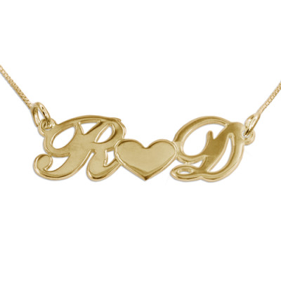 Couples Heart Necklace in 18ct Gold Plating - Handcrafted & Custom-Made