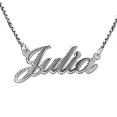 Extra Thick Silver Name Necklace With Rollo Chain - Handcrafted & Custom-Made