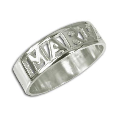 Personalised English Silver Engraved Name Ring - Handcrafted & Custom-Made