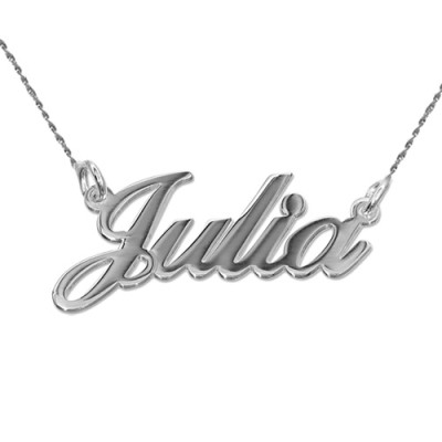 18ct White Gold Classic Name Necklace With Twist Chain - Handcrafted & Custom-Made