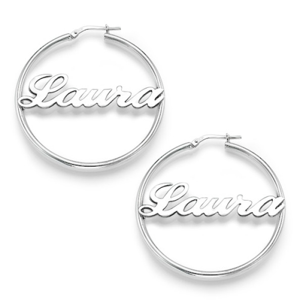 Sterling Silver Hoop Name Earrings - Handcrafted & Custom-Made