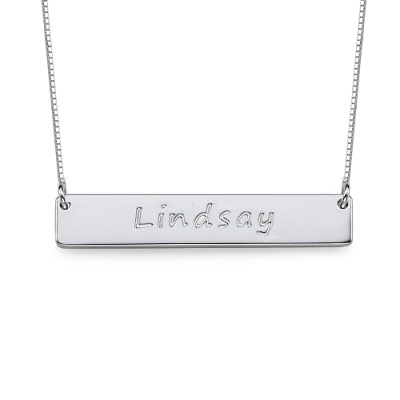 Sterling Silver Bar Nameplate Necklace - Handcrafted & Custom-Made