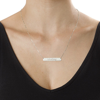 Sterling Silver Bar Nameplate Necklace - Handcrafted & Custom-Made