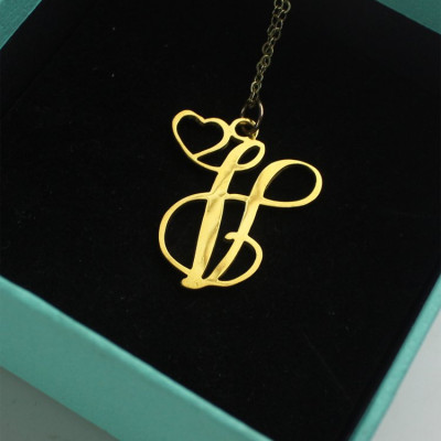 Single Letter Monogram With Heart Necklace In 18ct Gold Plated - Handcrafted & Custom-Made