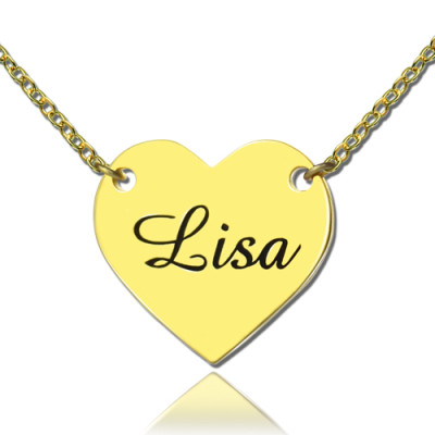 Stamped Heart Love Necklaces with Name 18ct Gold Plated - Handcrafted & Custom-Made