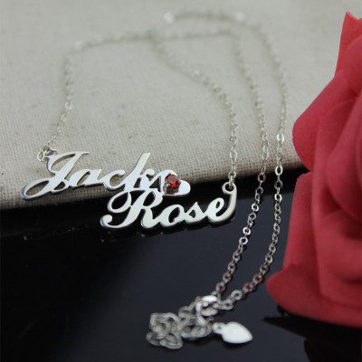 Personalised Nameplate Necklace Double Name Sterling Silver - Handcrafted & Custom-Made