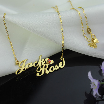 Gold Double Nameplate Necklace Carrie Style - Handcrafted & Custom-Made
