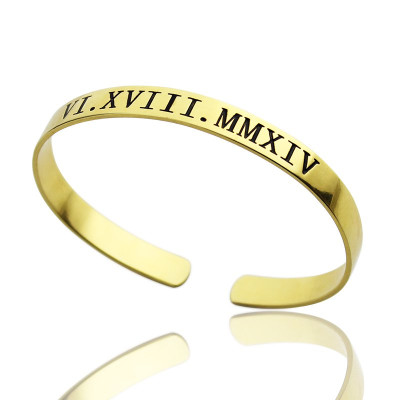 Personalised Roman Numeral Bracelet 18ct Gold Plated - Handcrafted & Custom-Made