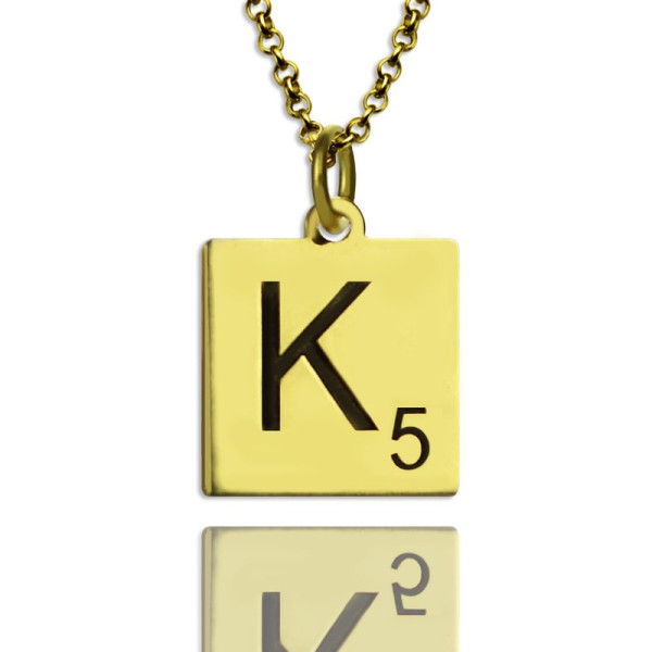Engraved Scrabble Initial Letter Necklace 18ct Gold Plated - Handcrafted & Custom-Made