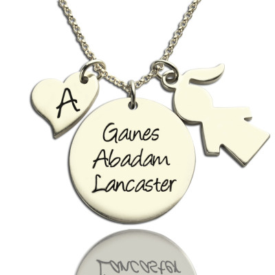 Mother Necklace Gift With Kids Name Charm Sterling Silver - Handcrafted & Custom-Made