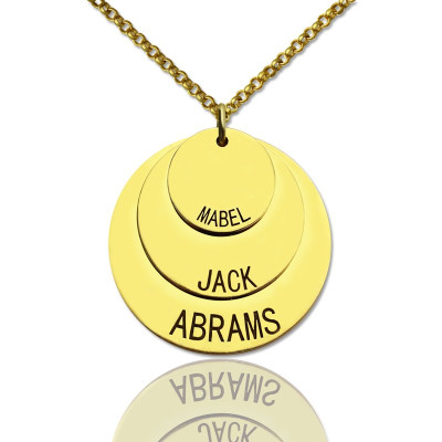 Disc Necklace With Kids Name For Mom 18ct Gold Plated - Handcrafted & Custom-Made