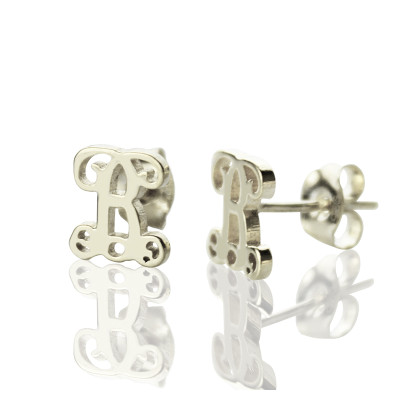 Personalised Single Monogram Stud Earrings Sterling Silver - Handcrafted & Custom-Made