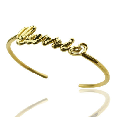 Personalised 18ct Gold Plated Name Bangle Bracelet - Handcrafted & Custom-Made