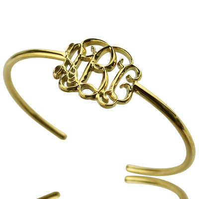Personalised Celebrity Monogram Initial Bangle 18ct Gold Plated - Handcrafted & Custom-Made