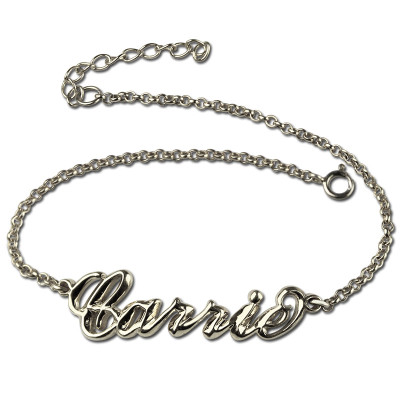 Sterling Silver Women's Name Bracelet  Carrie Style - Handcrafted & Custom-Made