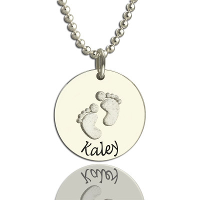 Memory Baby Footprints Name Necklace Sterling Silver - Handcrafted & Custom-Made