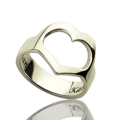 Personalised Couple's Name Promise Heart Ring Silver - Handcrafted & Custom-Made