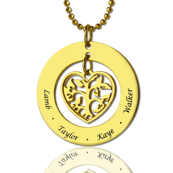 Circle Family Tree Pendant Necklace In 18ct Gold Plated - Handcrafted & Custom-Made