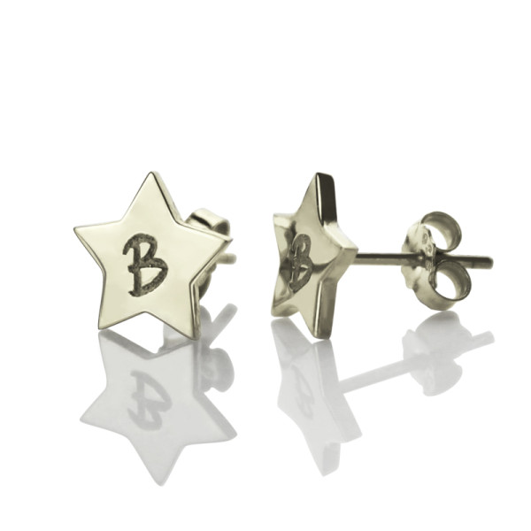 Personalised Star Stud Initial Earrings In Silver - Handcrafted & Custom-Made