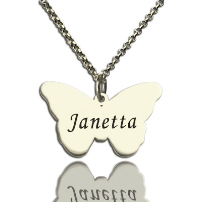 Personalised Charming Butterfly Pendant Name Necklace Silver - Handcrafted & Custom-Made