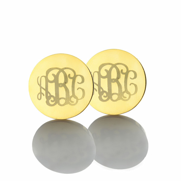 Engraved Monogram Stud Earrings In Gold - Handcrafted & Custom-Made