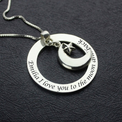 I Love You To The Moon and Back Moon  Start Charm Pendant - Handcrafted & Custom-Made
