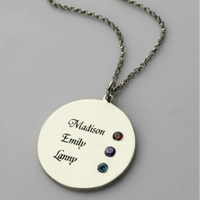 Grandma's Disc Birthstone Necklace  - Handcrafted & Custom-Made