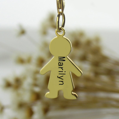 Personalised Boy Pendant Necklace With Name 18ct Gold Plated - Handcrafted & Custom-Made