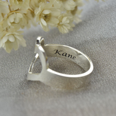 Personalised Couple's Name Promise Heart Ring Silver - Handcrafted & Custom-Made