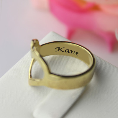 Custom Heart Couple's Promise Ring With Name Gold Plated Silver - Handcrafted & Custom-Made