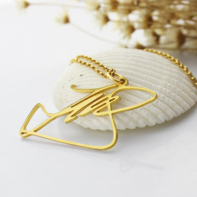 Custom Necklace with Your Own Signature 18ct Gold Plated Silver - Handcrafted & Custom-Made