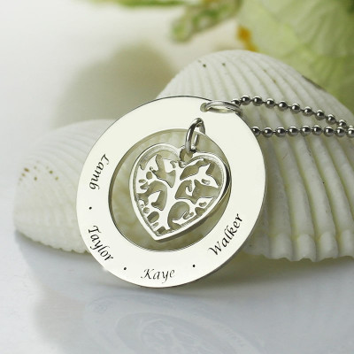 Personalised Heart Family Tree Necklace Sterling Silver - Handcrafted & Custom-Made