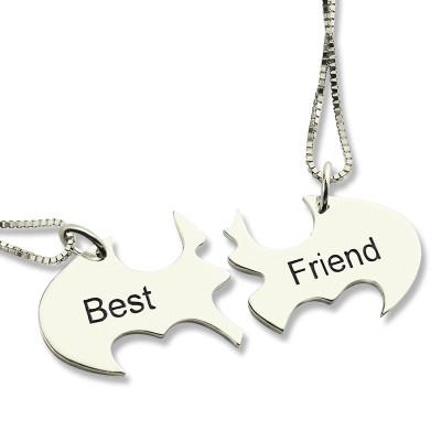 Batman Best Friend Name Necklace Sterling Silver - Handcrafted & Custom-Made